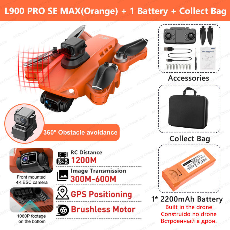 Thumbnail: LYZRC L900 PRO SE MAX GPS Drone 4K Professional Dual Camera Brushless 360 Obstac