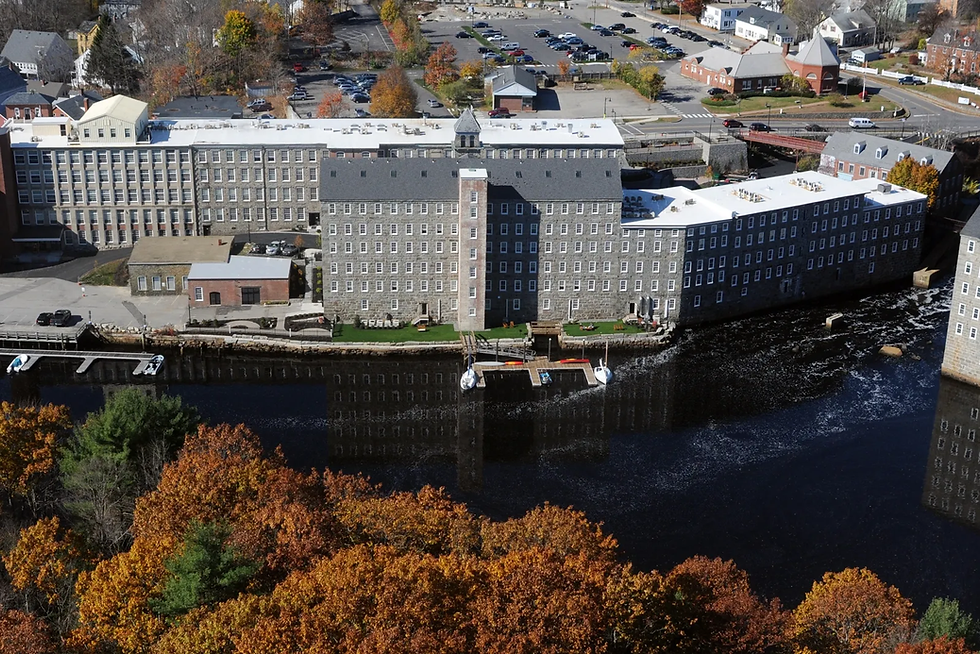 The redeveloped Newmarket Mills have brought housing units and commercial space to the community. Source: SeacoastOnline/Chinburg Properties