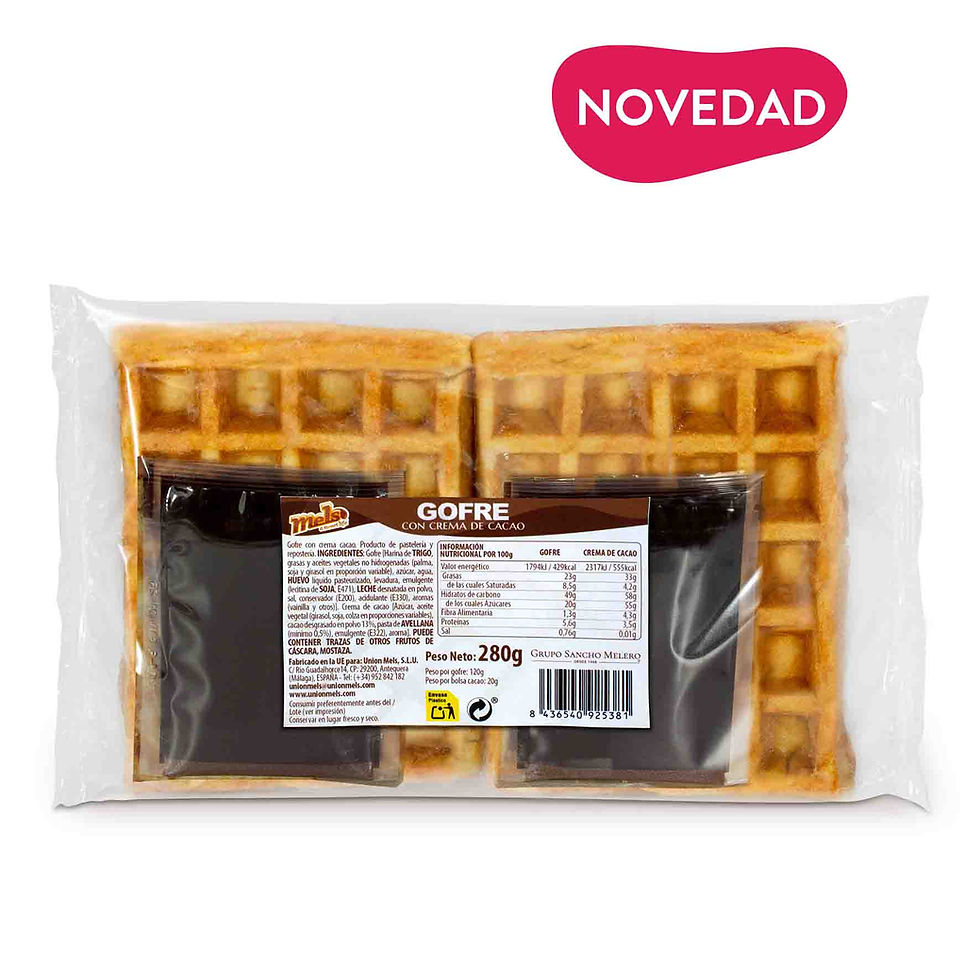 Gofre con crema de cacao 2 unids 280 g de la marca Mels.