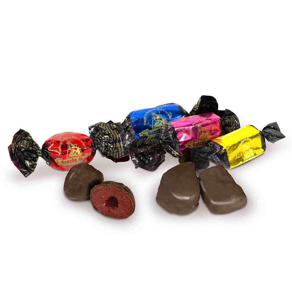 Cereza al Marrasquino y Frutas Confitadas con Cobertura de Cacao.