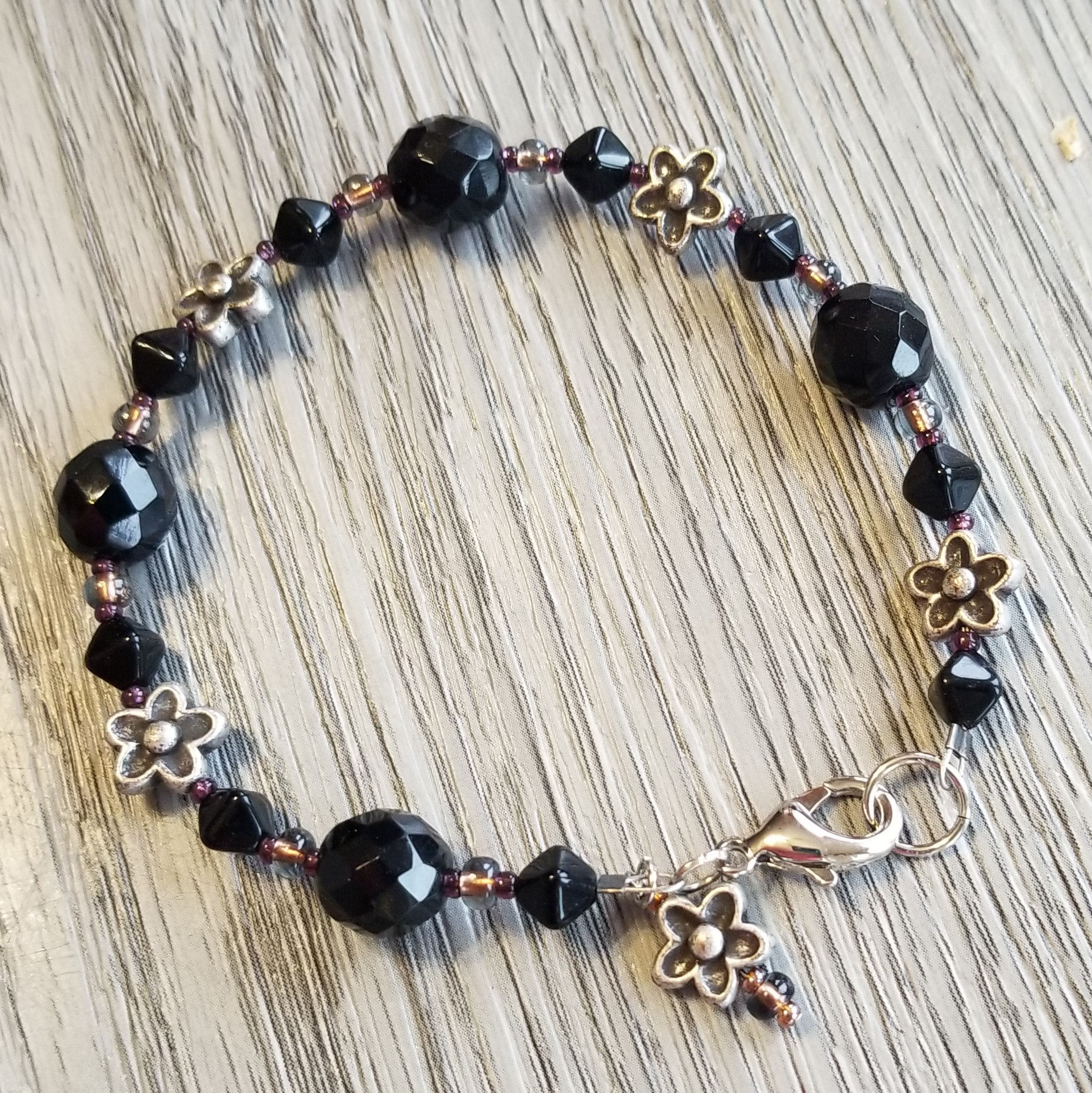 #B18 - Black & Pewter Flower