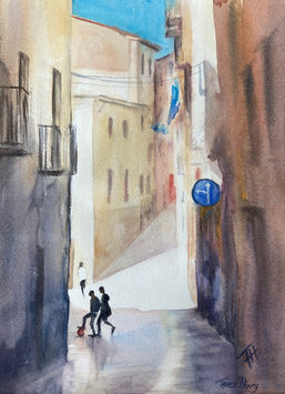 Boys in a Spanish Street
Original watercolour painting on 300gsm paper.
28cm x 38cm
Unframed
€195
