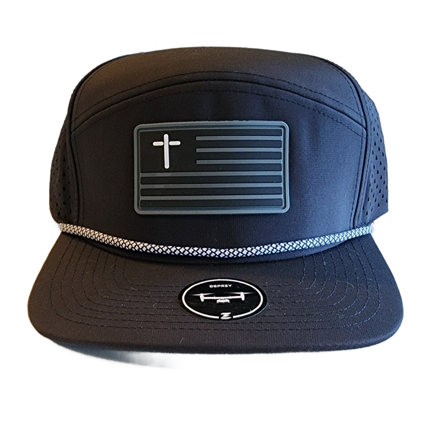 Perforated Black Rope / Cross Flag Cap