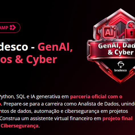 Bradesco e DIO oferecem 10 mil bolsas gratuitas em bootcamp de Dados, Cibersegurança e IA Generativa