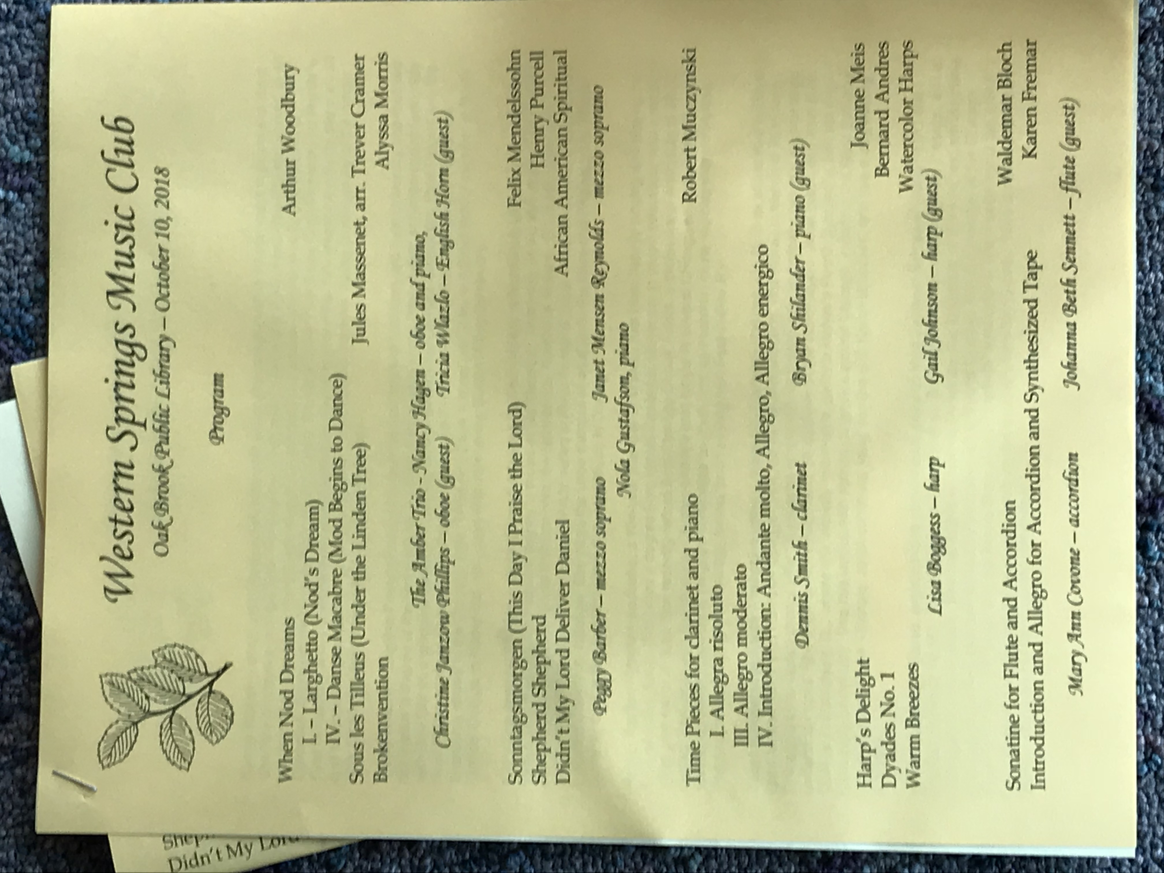 WSMC Oct. 10, 2018 Program