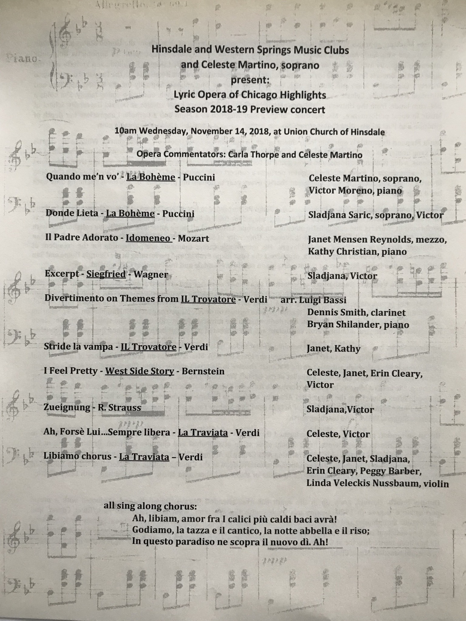 November 14, 2018 Program