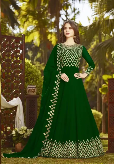 Buy Latest Preferable Dark Green Georgette Anarkali Suit