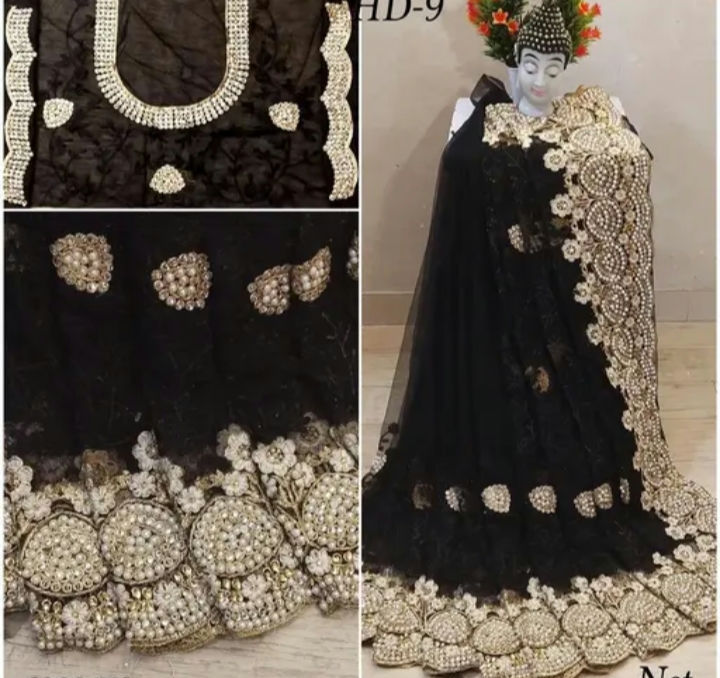 Thumbnail: Buy heavy wedding wear moti work net trending saree by keerramnx