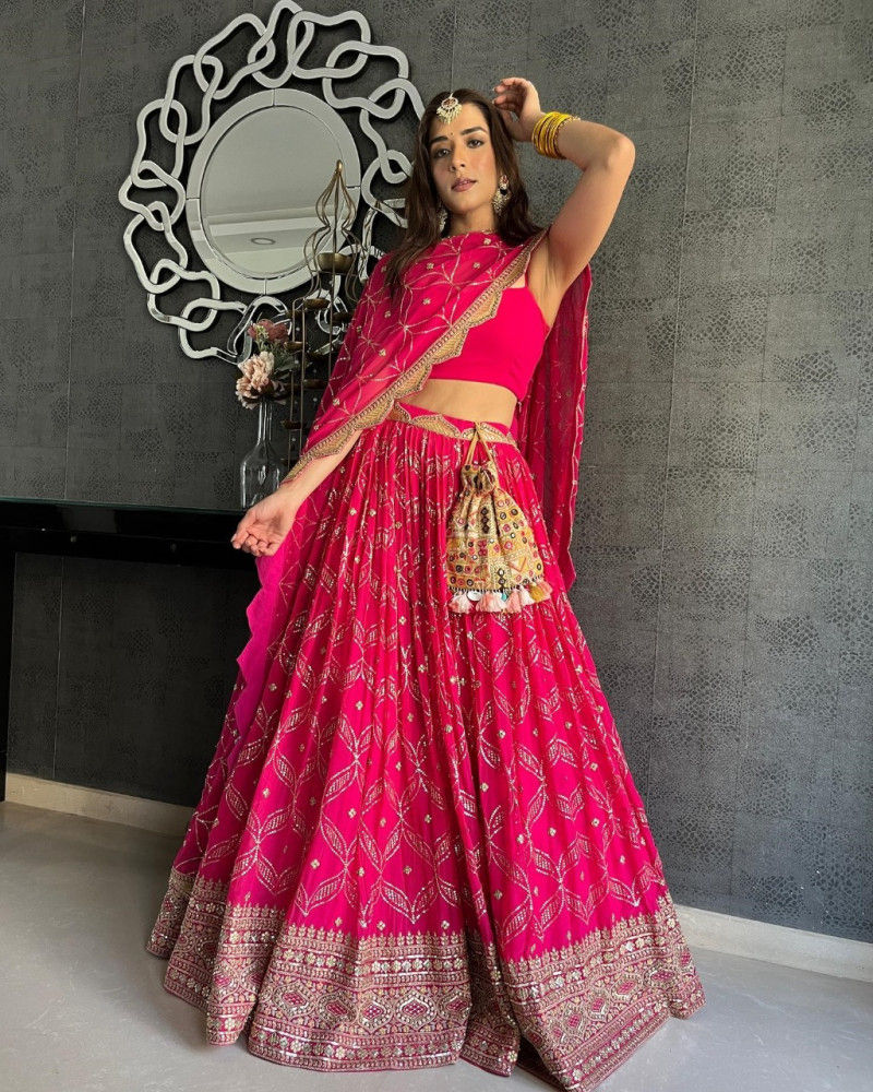 Buy Latest Royal Pink Color Party Wear Designer Lehenga Choli 2022