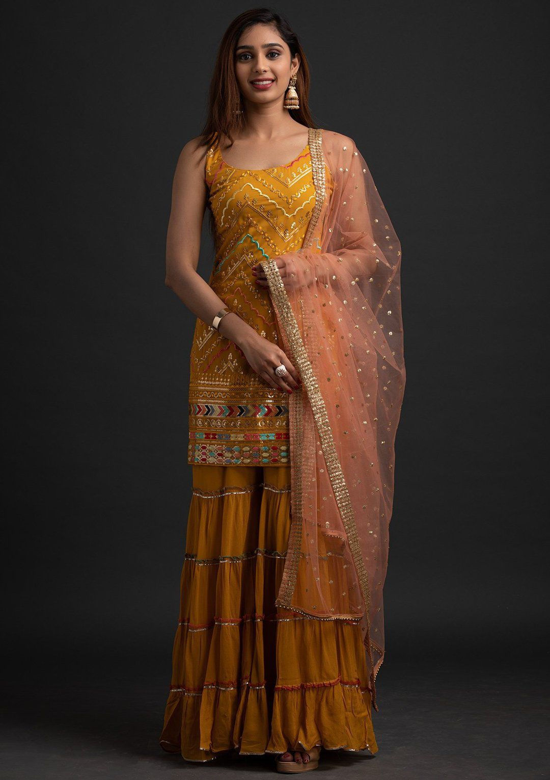 Buy Designer Yellow colour Plazzo Suit