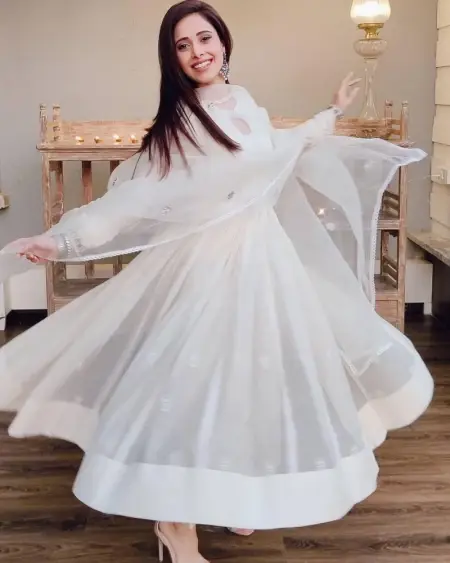 Buy Latest Designer White Georgette Embroidery Work Party Wear Salwar Suit