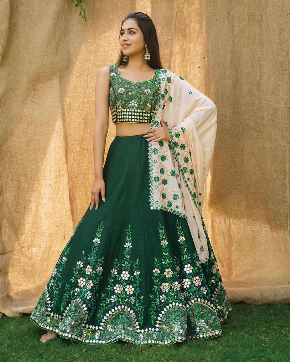 Latest Designer Sequence work Satin Silk lehenga choli