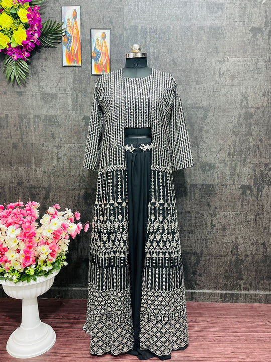 Buy Fashionable Black Color Lehenga Choli With Shrug