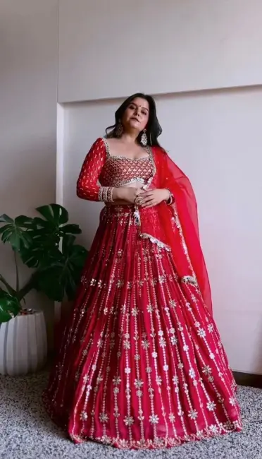 Buy Bridal Wear Pink Color Thread With Sequence Work Lehenga Choli