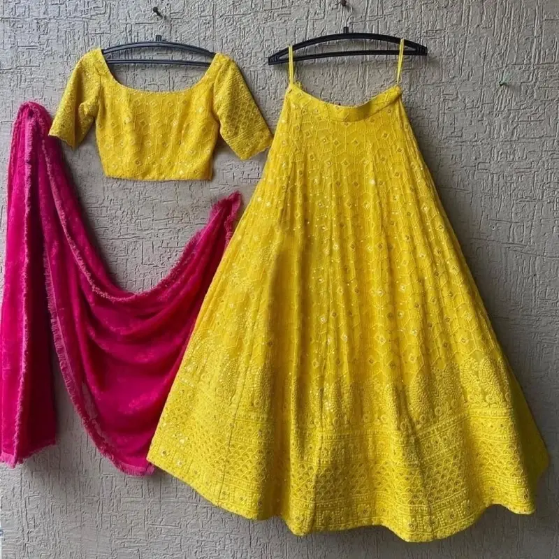 Buy Haldi Ceremony Wear Yellow Sequence Work Lehenga Choli