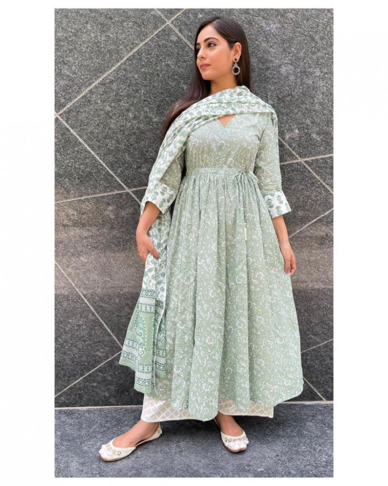 Buy Gorgeous Party Wear Mint Green Colored Anarkali Suit