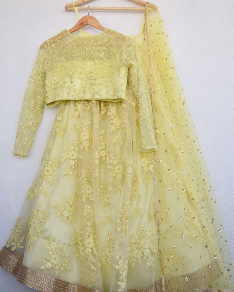 Buy Heavy Designer Pista Sequins Work Designer Lehenga