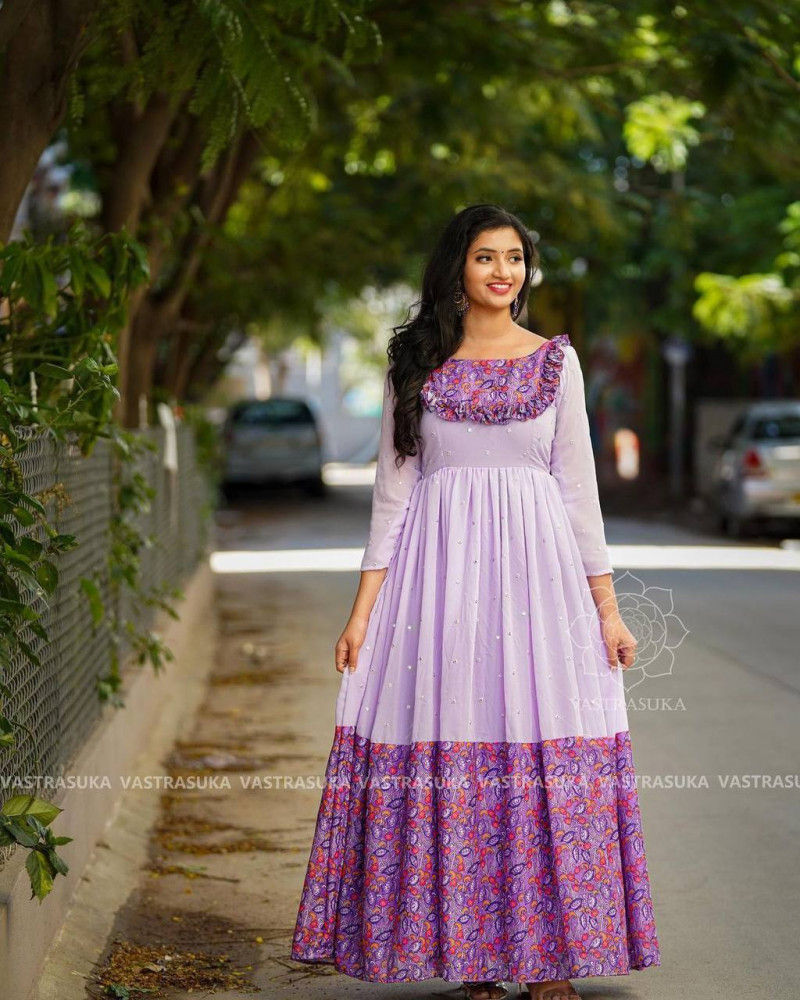 Thumbnail: Buy Light Purple Colored Festival Wear Women Gown In Online