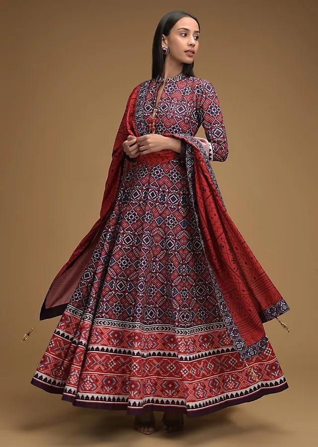 Buy Latest Digital Printed Purple Designer Gown