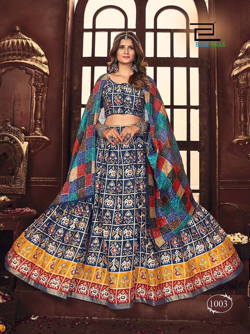 Buy Latest Navy Blue Colored Classy Print lehenga choli for Navratri