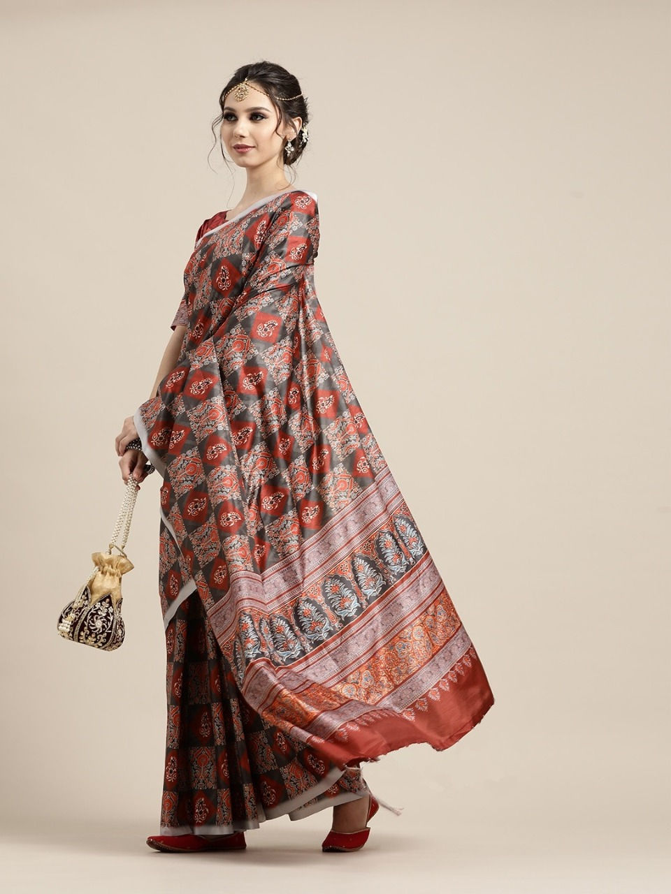 Thumbnail: Trending Printed Maroon colour Saree