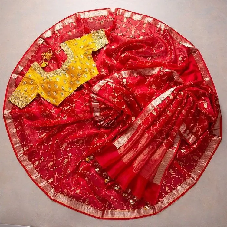 Buy Wedding Wear Red Color Jacquard Work Lovely Saree