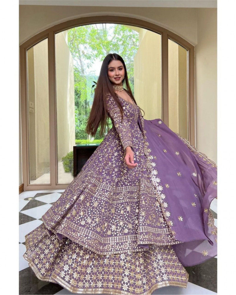 Buy Designer Look Light Purple Heavy Sequence Lehenga 2022