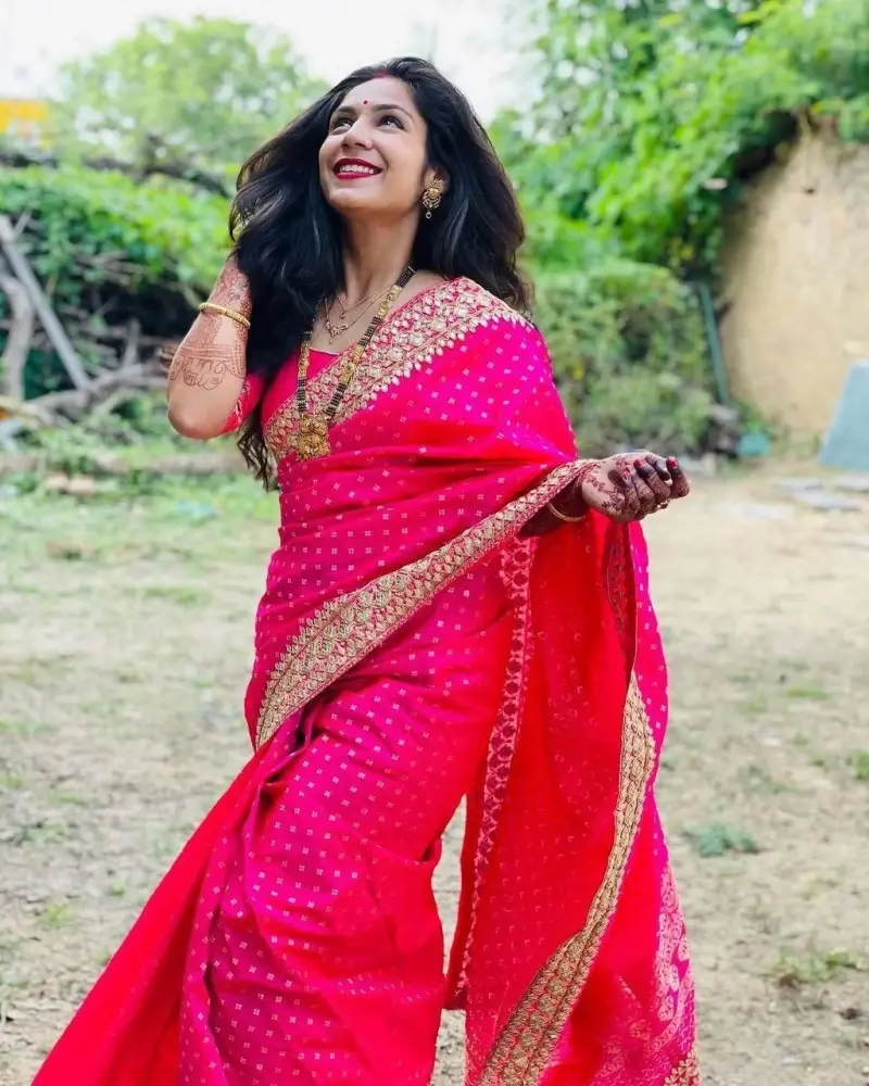 Buy Pink Color Embroidery Work Banarasi Lichi Silk Saree