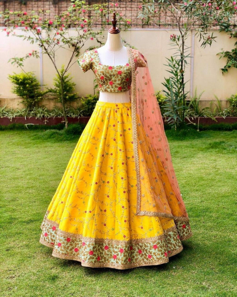 Latest Fashion Designer Yellow Colour Lehenga Choli For Wedding