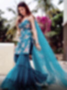 Designer Sky Blue colour palazzo suit