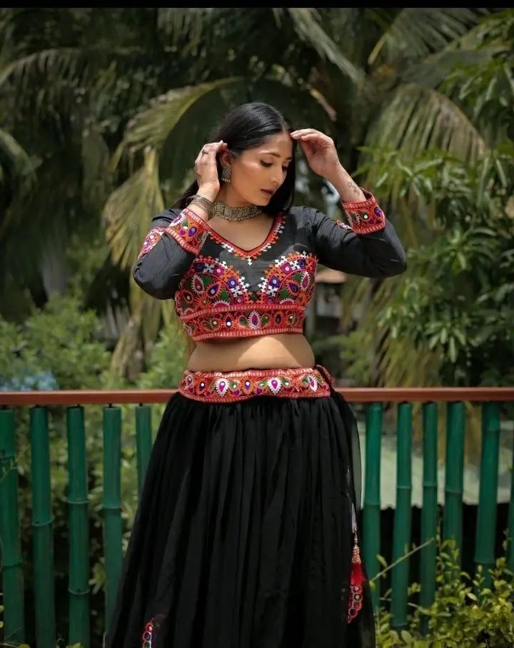 Buy Mirror Work Black Color  latest pattern garba wear Chaniya Choli