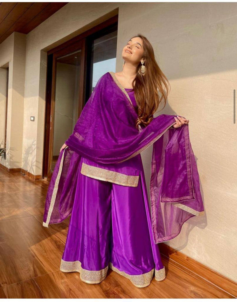 Latest Purple Colored Amazing Palazzo Suit