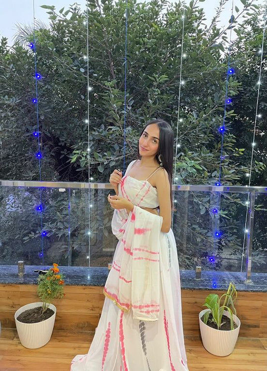 Buy -35% Beautiful Designer White And Pink Color Festival Lehenga Choli