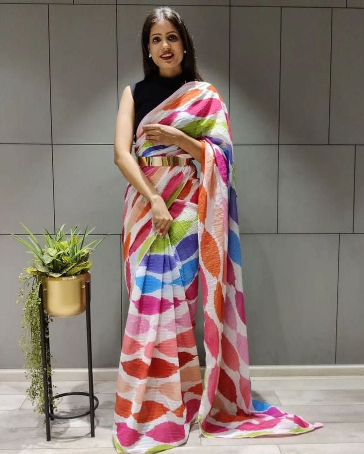 Thumbnail: Latest Georgette Multi colored Saree