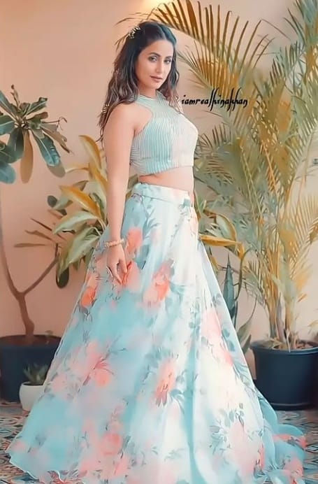 Designer Sky blue Printed lehenga choli
