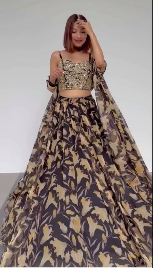 Buy Latest Prominent Navy Blue Floral Party Wear Lehenga Choli