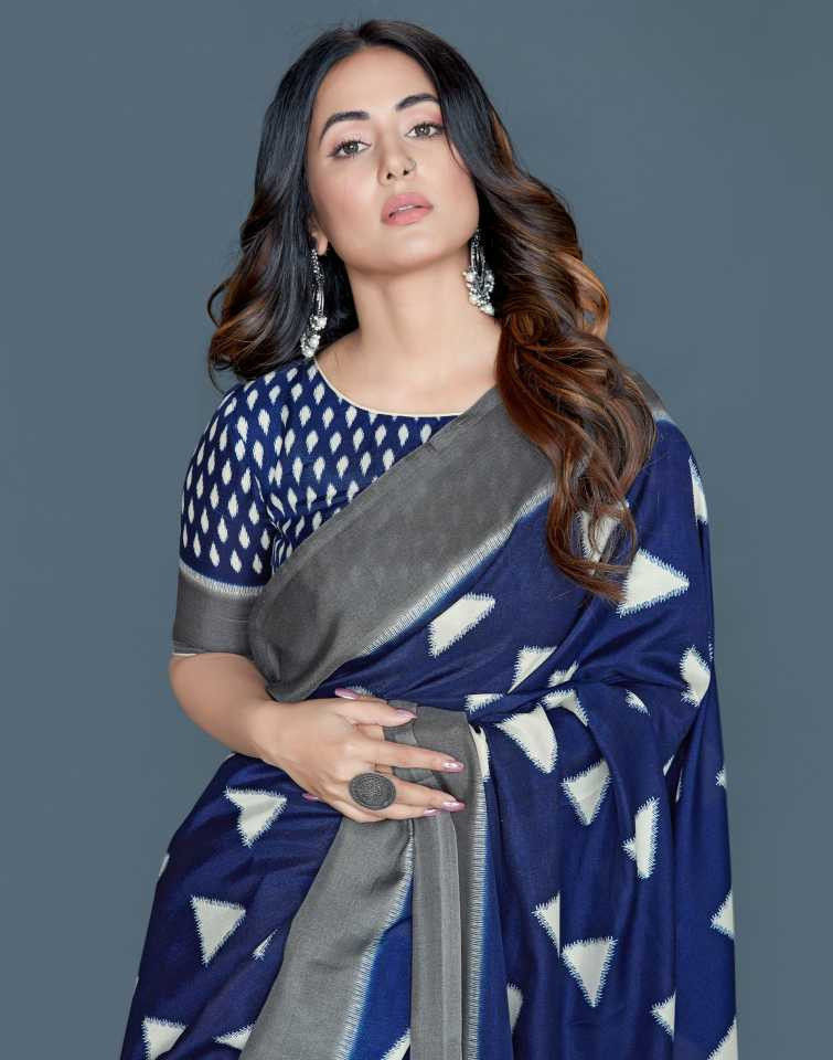 Buy Bollywood Heena Khan Blue Party Wear Saree