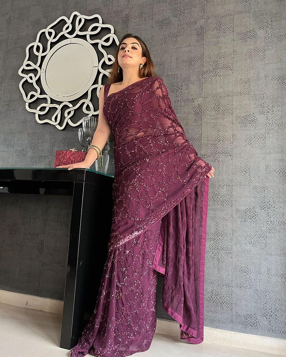 Latest Bollywood Style Designer Wine colour Saree