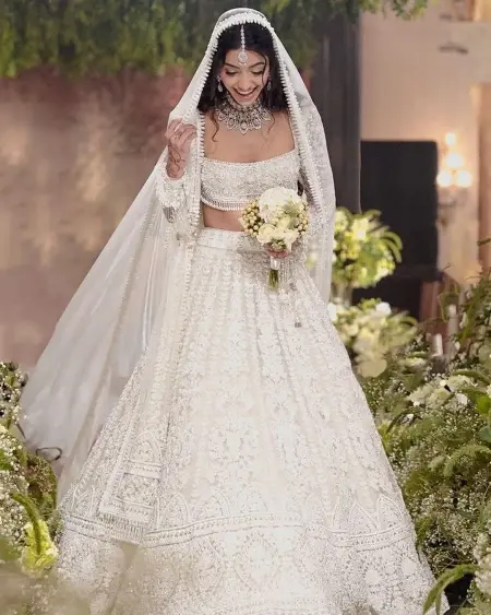 Buy Bridal Wear Embroidery Sequence Work White Color Lehenga Choli