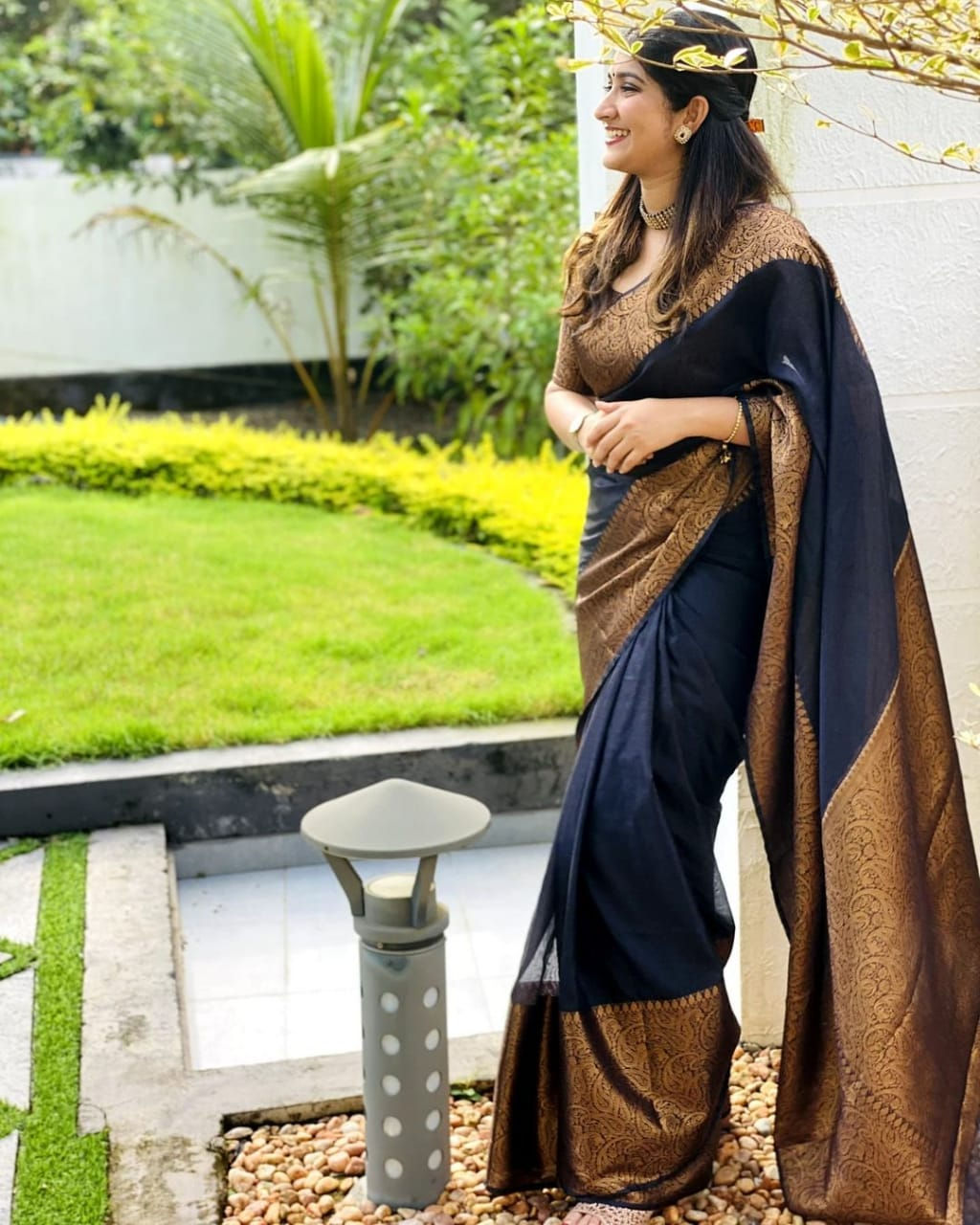 Designer Black Banarasi silk Saree