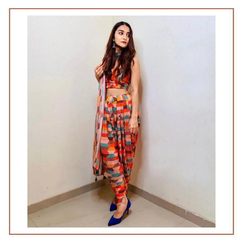 Stylish Multi Colored Dhoti Salwar Suit For Girls