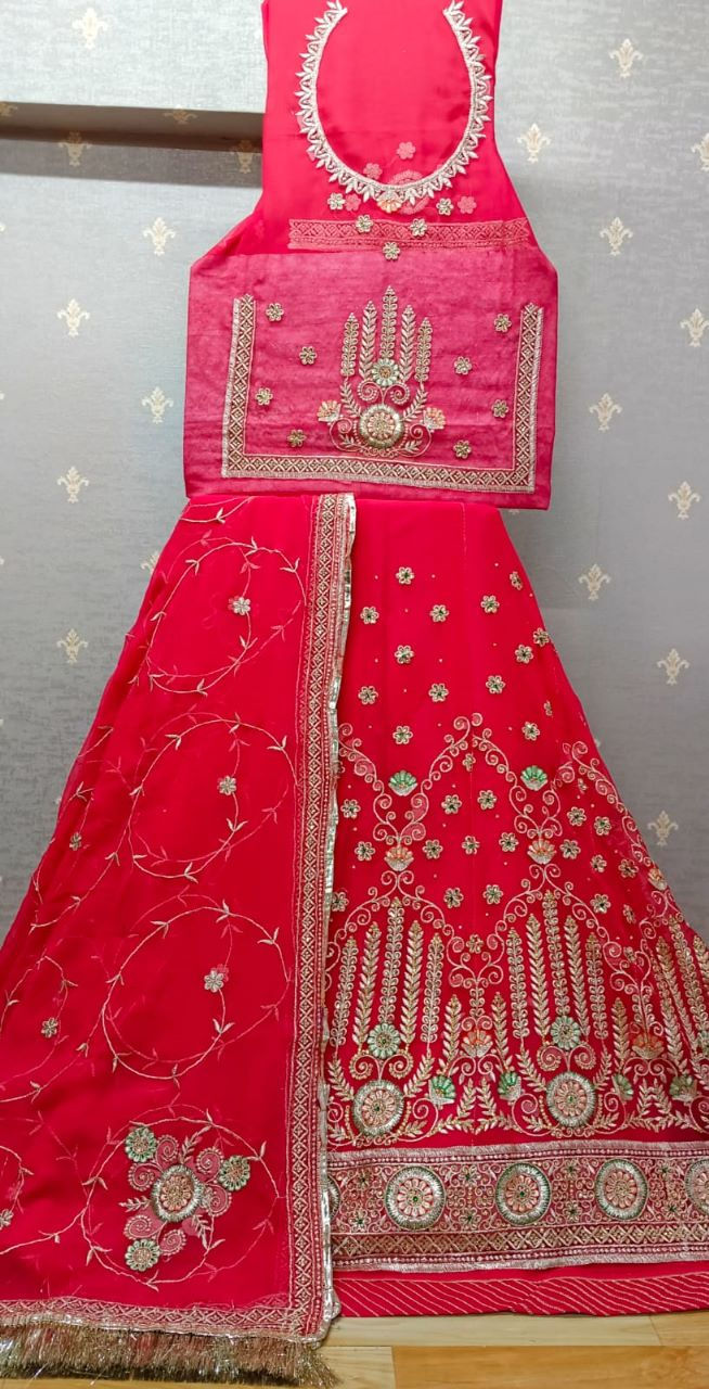 Thumbnail: Buy Trending Flower Work multi Color Georgette Rajputi vesh