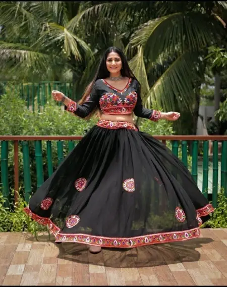 Buy Mirror Work Black Color  latest pattern garba wear Chaniya Choli