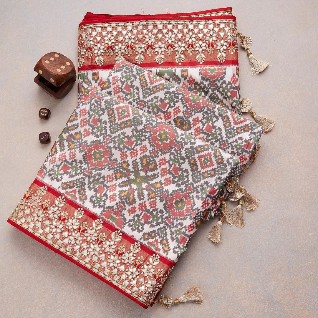 Designer heavy Embroidered Work  and Gota Patti work Saree