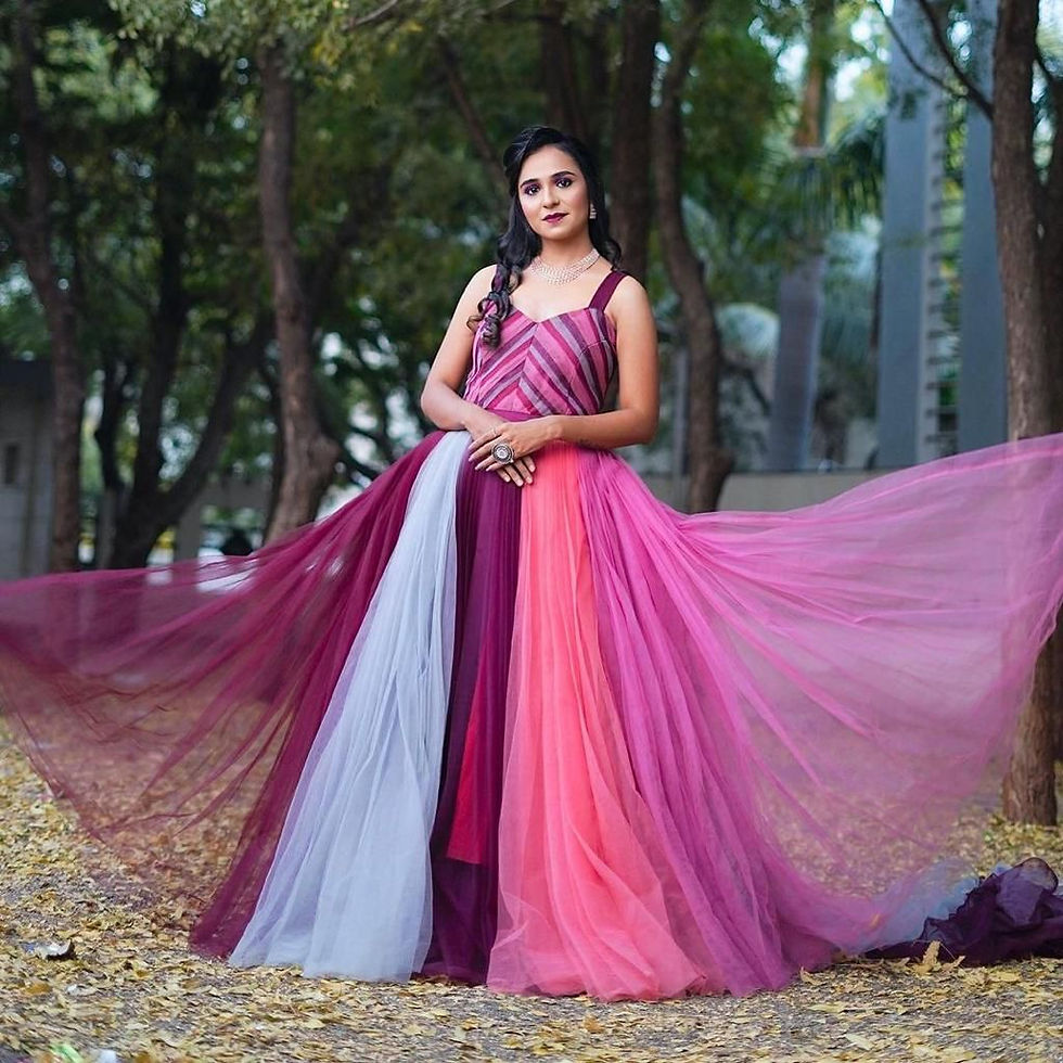 Latest Designer Multi colour white and pink gown