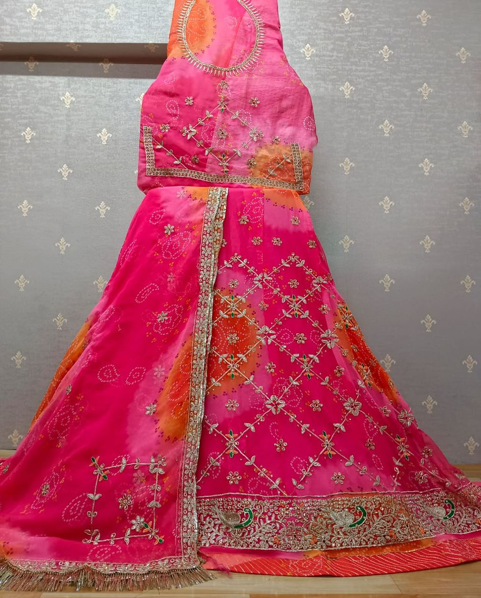 Buy pink color rajputi bandhej poshak