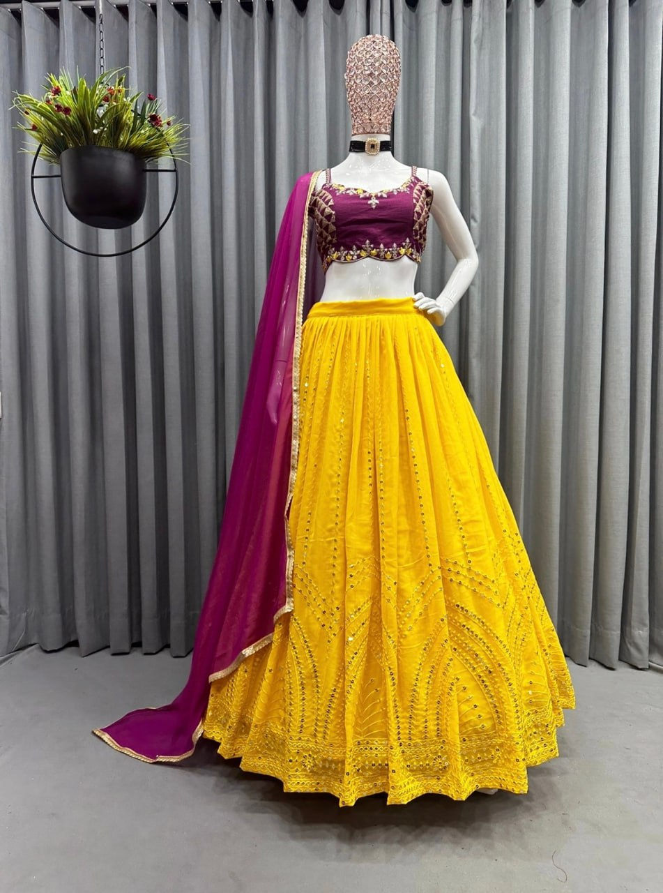 Buy Latest Trending Yellow color Lehenga choli For haldi function