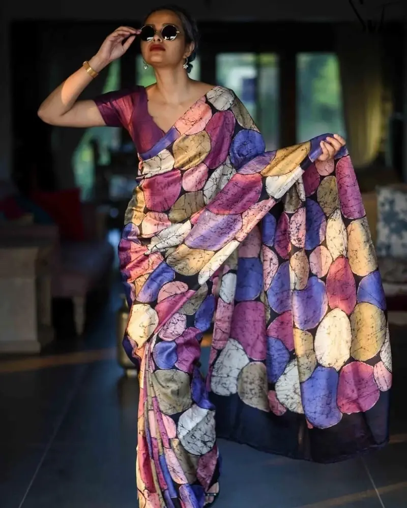 Buy Wine Color Digital Printed Festival Wear Saree