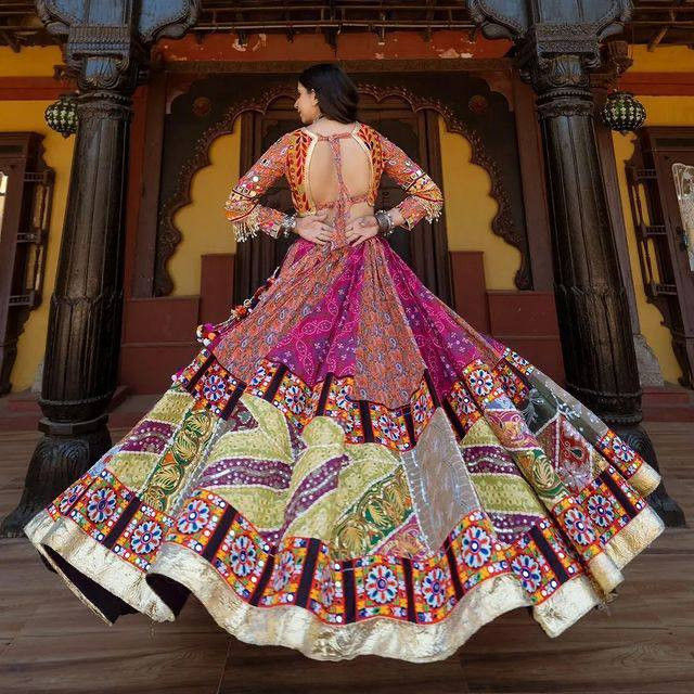 Thumbnail: Buy Heavy Festival Wear Designer Butter Silk Real Mirror Work Lehenga Choli
