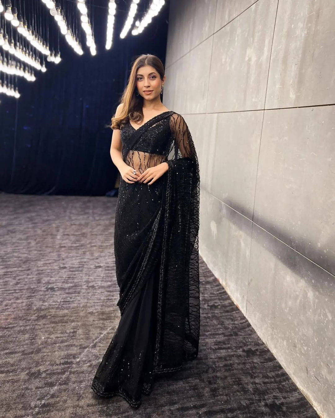 Buy Fantastic Black Color Embroidery With Sequence Work Saree